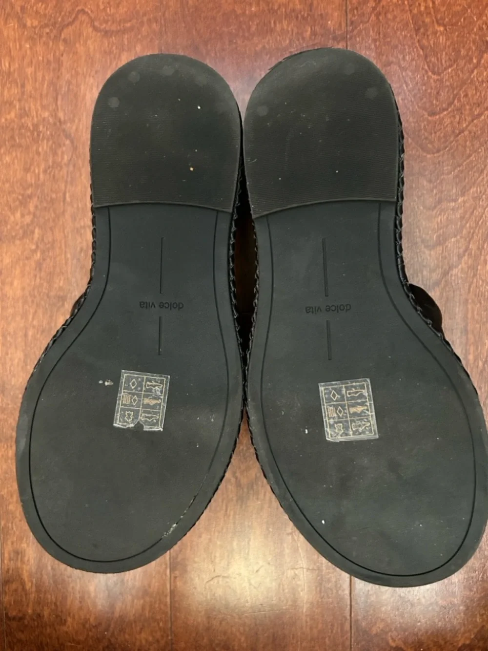 Dolce Vita Wimsyn Black Leather Platform Slide with Woven Platform, Size 8.5